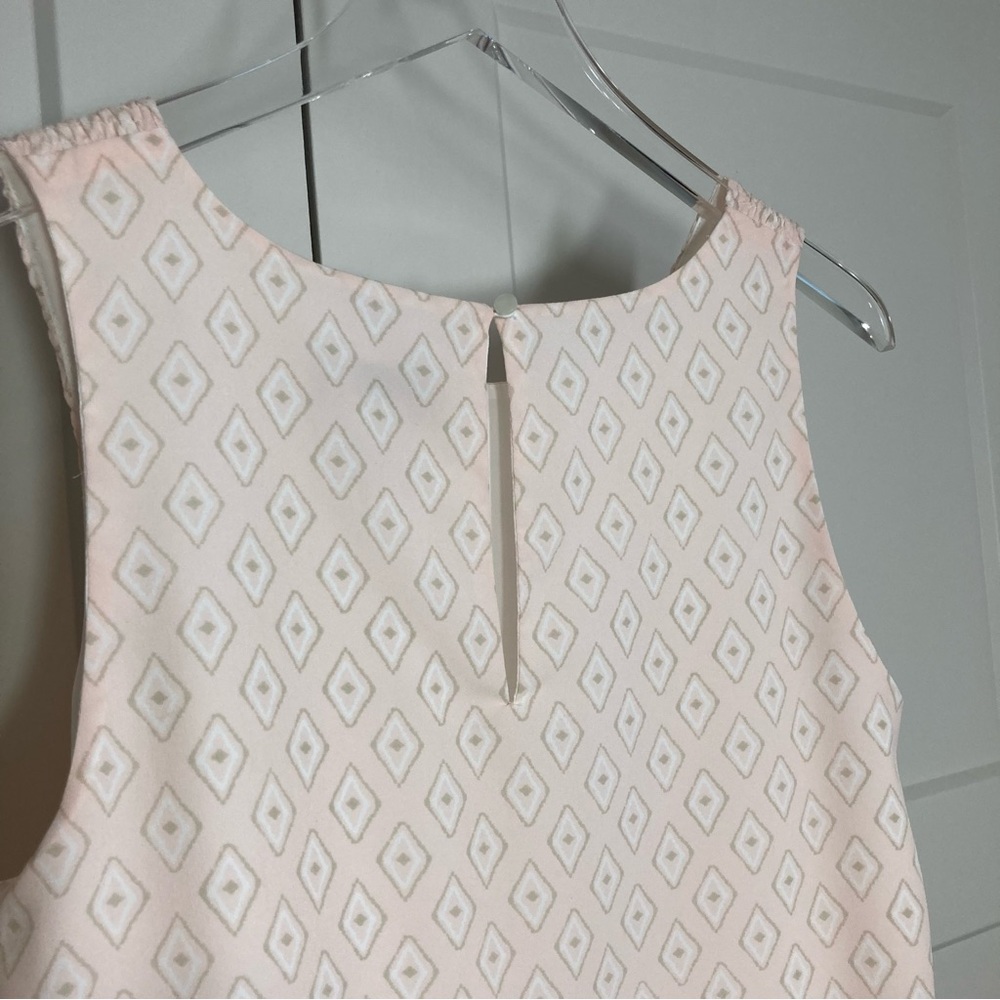 Ann Taylor Loft Sleeveless Pink Sheath Dress Muted Print Ruching Lined NWOT - Picture 4 of 7